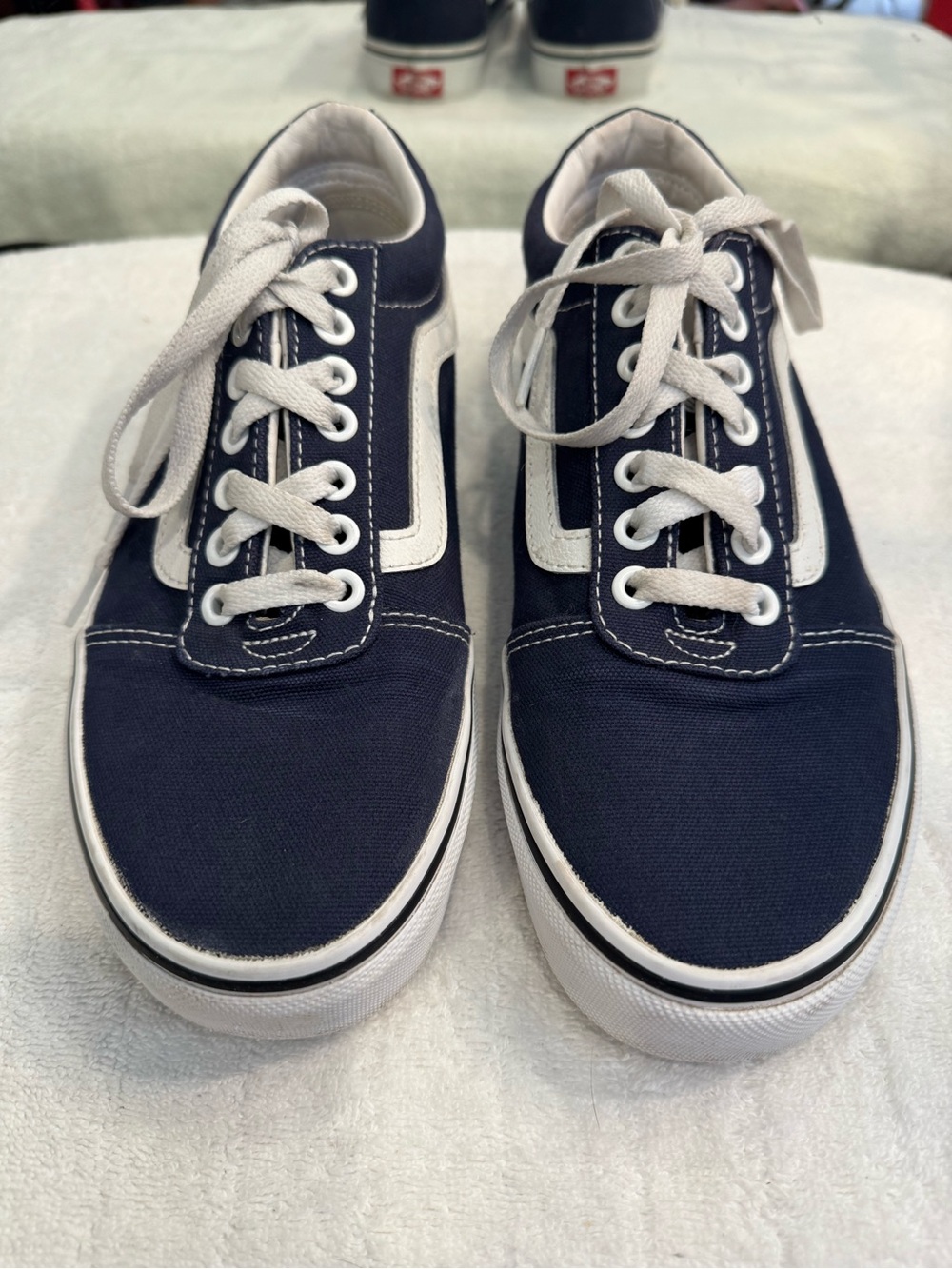 Vans Navy Canvas Low-Top Sneakers with White Accents